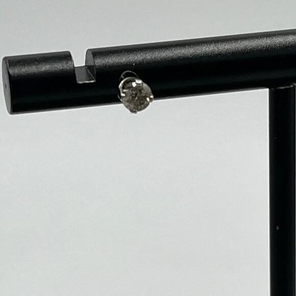 Designer Signed 14K White Gold Prong Set Round Diamond Stud Earring *Single - Picture 1 of 13